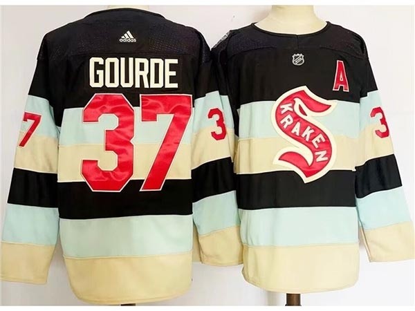 Men's Seattle Kraken #37 Yanni Gourde Blue 2024 Winter Classic Jersey