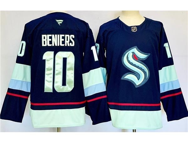 Men's Seattle Kraken #10 Matty Beniers 2024-25 Navy Jersey