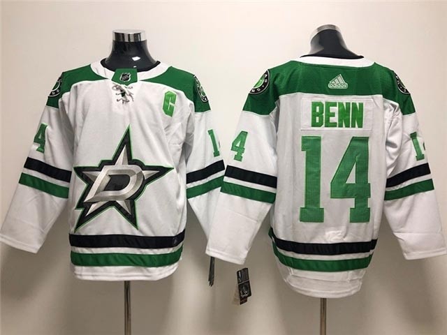 Men's Dallas Stars #14 Jamie Benn White Road Authentic Stitched Adidas Jersey