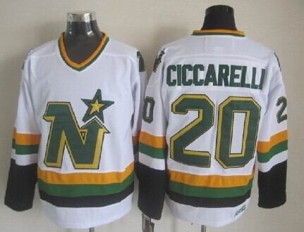 Men's Minnesota North Stars #20 Dino Ciccarelli White Throwback CCM Jersey