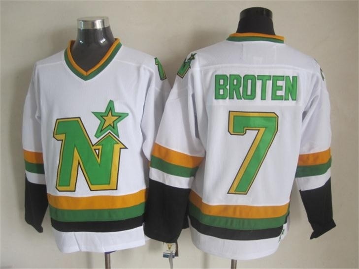 Men's Minnesota North Stars #7 Neal Broten White Throwback CCM Jersey