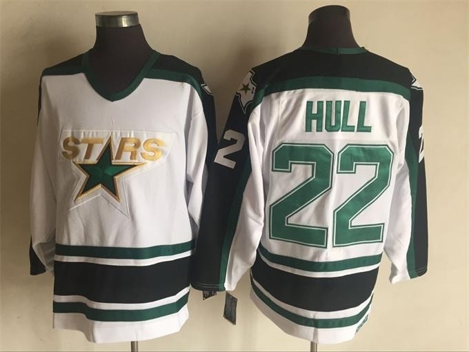 Men's Minnesota North Stars #22 Brett Hull 1995 White CCM Throwback Jersey