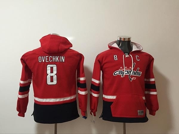 Youth Washington Capitals #8 Alex Ovechkin Red All Stitched Hooded Sweatshirt