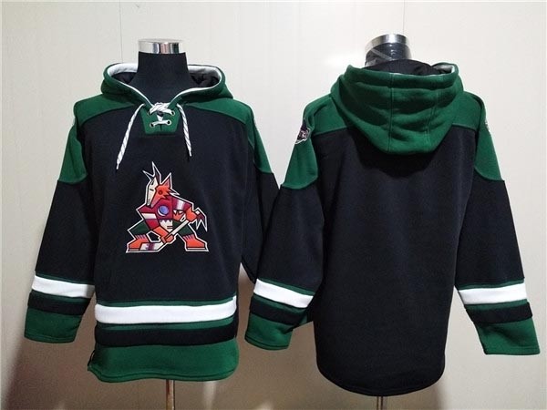 Men's Arizona Coyotes Blank Black Green Ageless Must-Have Lace-Up Pullover Hoodie