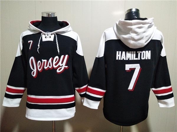 Men's New Jersey Devils #7 Dougie Hamilton Black White Ageless Must-Have Lace-Up Pullover Hoodie