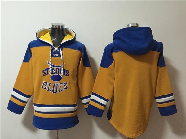 Men's St.Louis Blues Blank Yellow Ageless Must-Have Lace-Up Pullover Hoodie