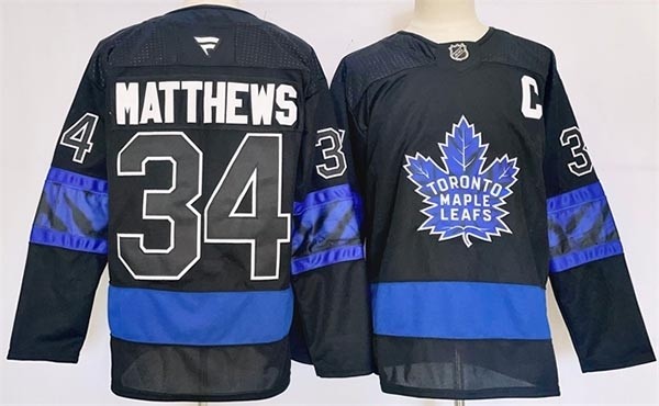 Men's Toronto Maple Leafs #34 Auston Matthews Black 2024-25 Stitched Jersey