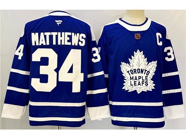 Men's Toronto Maple Leafs #34 Auston Matthews Blue Reverse Retro 2024-25 Jersey