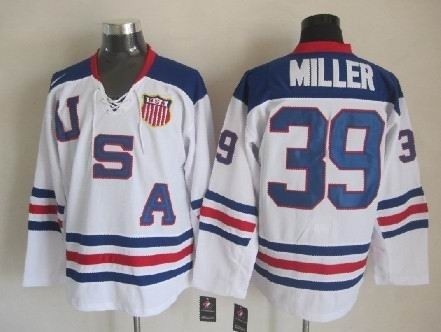 NHL 2010 Team USA Olympic #39 Ryan Miller White Throwback jersey