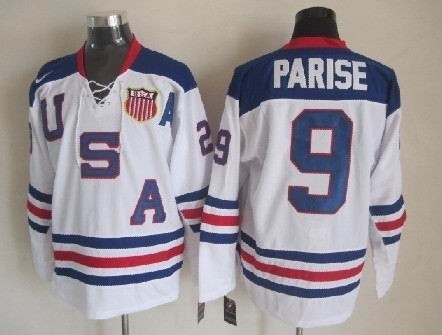 NHL 2010 Team USA Olympic #9 Zach Parise White Throwback jersey