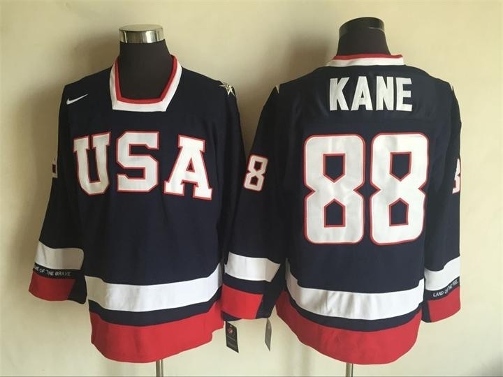 NHL 2010 Team USA Olympic #88 Patrick Kane Navy blue Throwback jersey