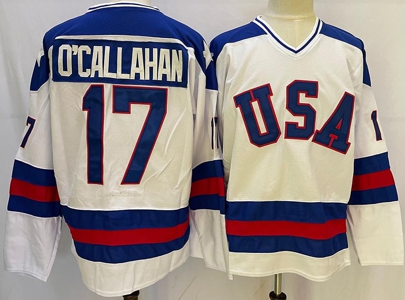 NHL 1980 Winter Olympics Team USA #17 Jack O'Callahan CCM Vintage White Hockey Jersey