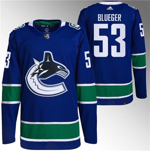 Men's Vancouver Canucks #53 Teddy Blueger Blue Retro Stitched Jersey