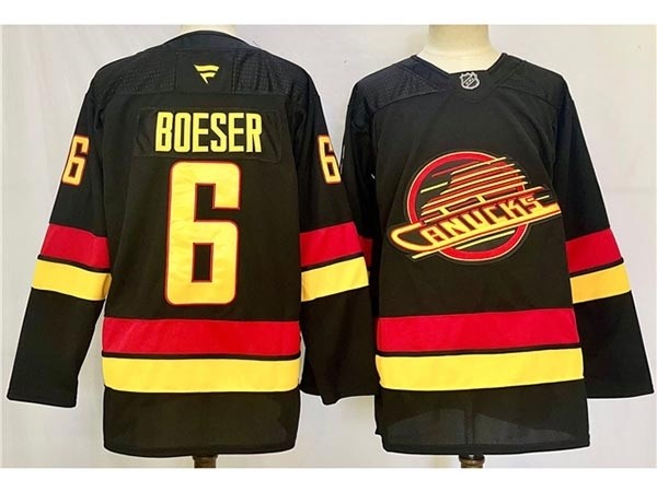 Men's Vancouver Canucks #6 Brock Boeser 2024-25 Black Jersey