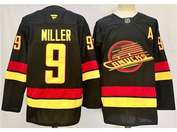 Men's Vancouver Canucks #9 J.T. Miller 2024-25 Black Jersey