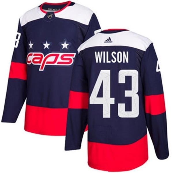 Youth Capitals #43 Tom Wilson Navy Authentic 2018 Stadium Series Stitched NHL Jersey