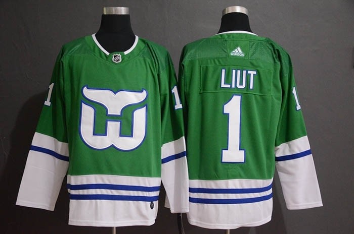 NHL Hartford Whalers #1 Mike Liut Green Adidas Jersey