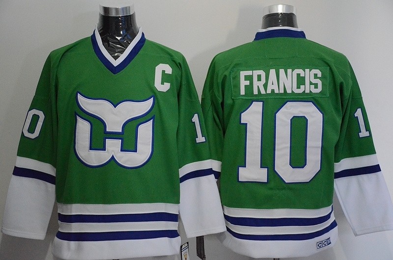 Men's Hartford Whalers #10 Ron Francis Green Throwback CCM Jersey