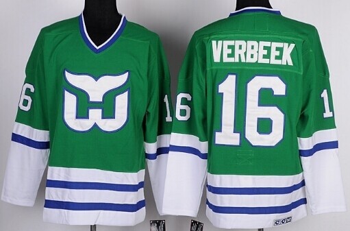 Men's Hartford Whalers #16 Patrick Verbeek Green Throwback CCM Jersey