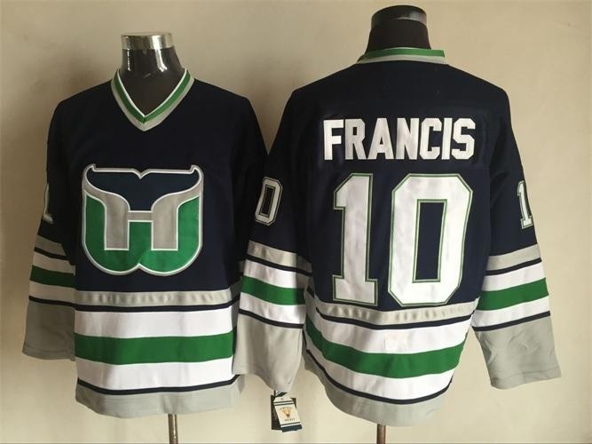 Men's Hartford Whalers #10 Ron Francis black Throwback CCM Jersey