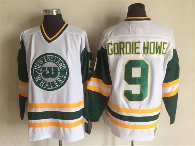 Men's New England Whalers #9 Gordie Howe White Throwback CCM Jersey