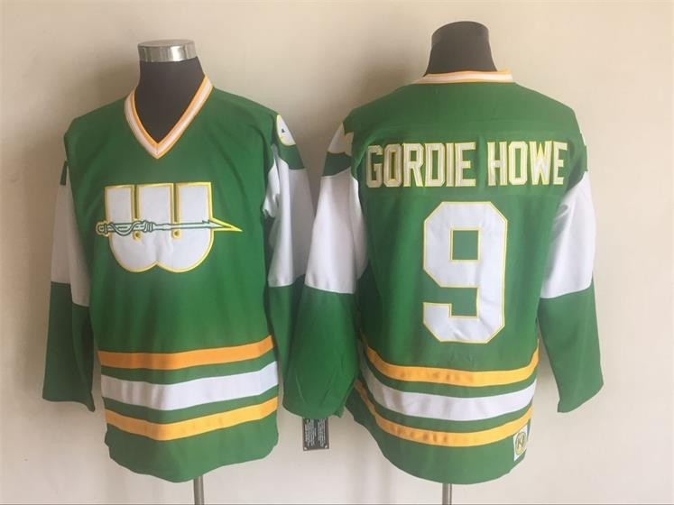 Men's Hartford Whalers #9 Gordie Howe Green third Throwback CCM Jersey