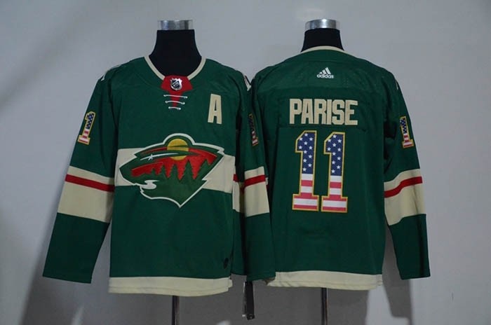 NHL Minnesota Wild #11 Zach Parise Green USA Flag Adidas Jersey