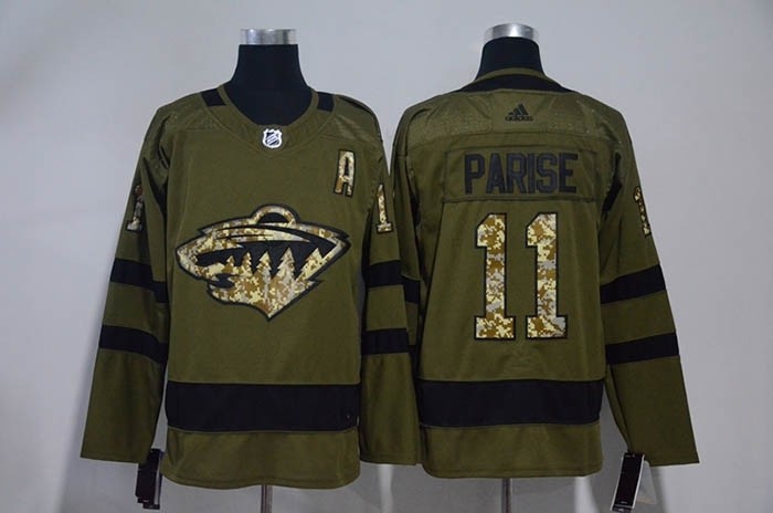 NHL Minnesota Wild #11 Zach Parise Olive Green Adidas Jersey