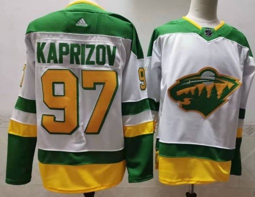 Minnesota Wild #97 Kirill Kaprizov White Men's Adidas 2020-21 Reverse Retro Alternate NHL Jersey