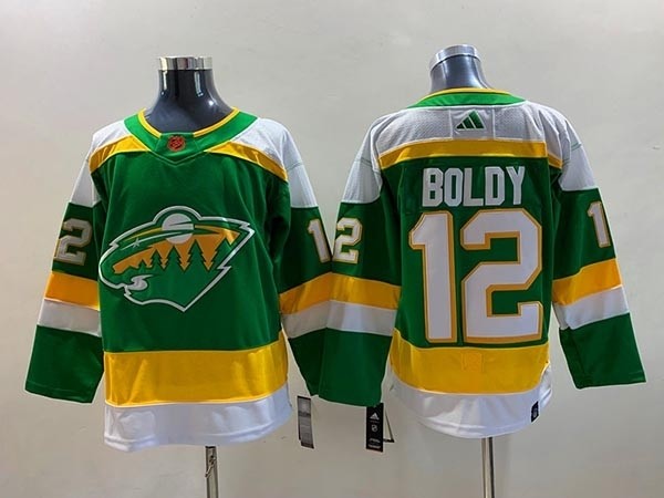 Men's Minnesota Wild #12 Matt Boldy Green 2022-23 Reverse Retro Stitched Jersey