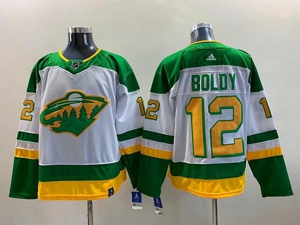 Men's Minnesota Wild #12 Matt Boldy White Adidas 2020-21 Reverse Retro Alternate NHL Jersey