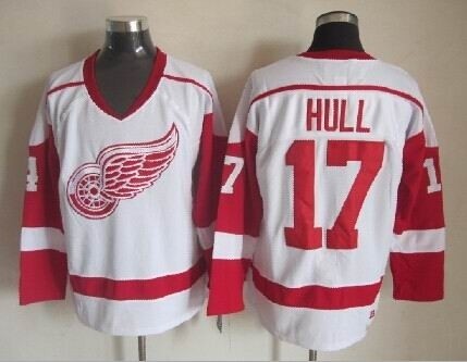 Men's Detroit Red Wings #17 Brett Hull White Throwback CCM Jersey