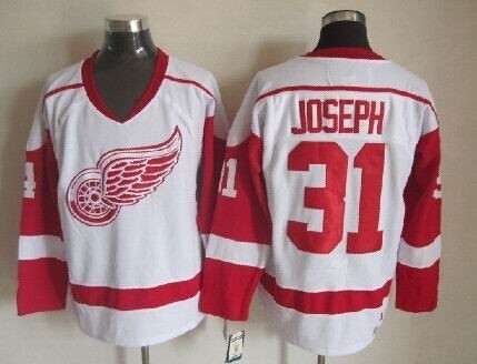 Men's Detroit Red Wings #31 Curtis Joseph White Throwback CCM Jersey