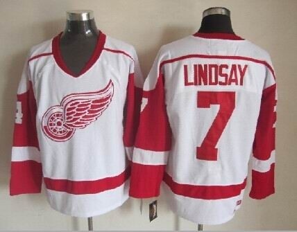 Men's Detroit Red Wings #7 Ted Lindsay White Throwback CCM Jersey