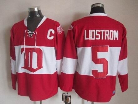 Men's Detroit Red Wings #5 Nicklas Lidstrom Red Winter Classic Throwback CCM Jersey