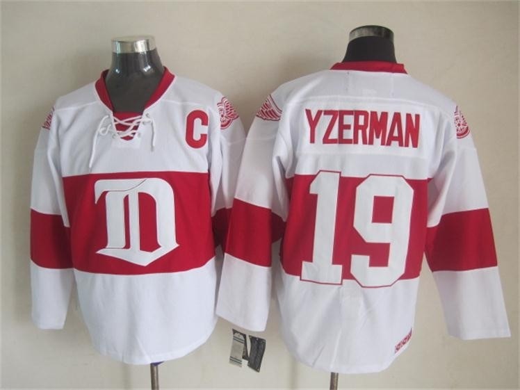 Men's Detroit Red Wings #19 Steve Yzerman 2008-09 White CCM Throwback Jersey