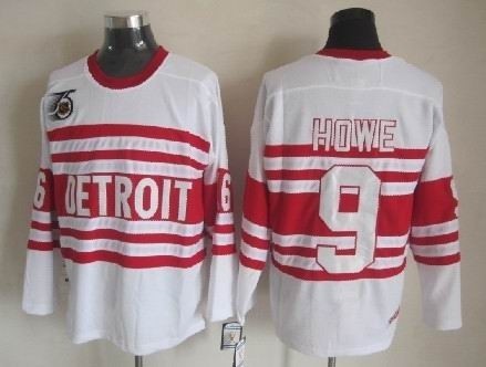 Men's Detroit Red Wings #9 Gordie Howe White 75TH Throwback CCM Jersey