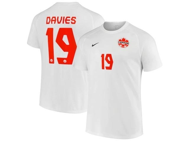 World Cup 2022 Canada National Team #19 Alphonso Davies White Away Soccer Jersey(no shorts)