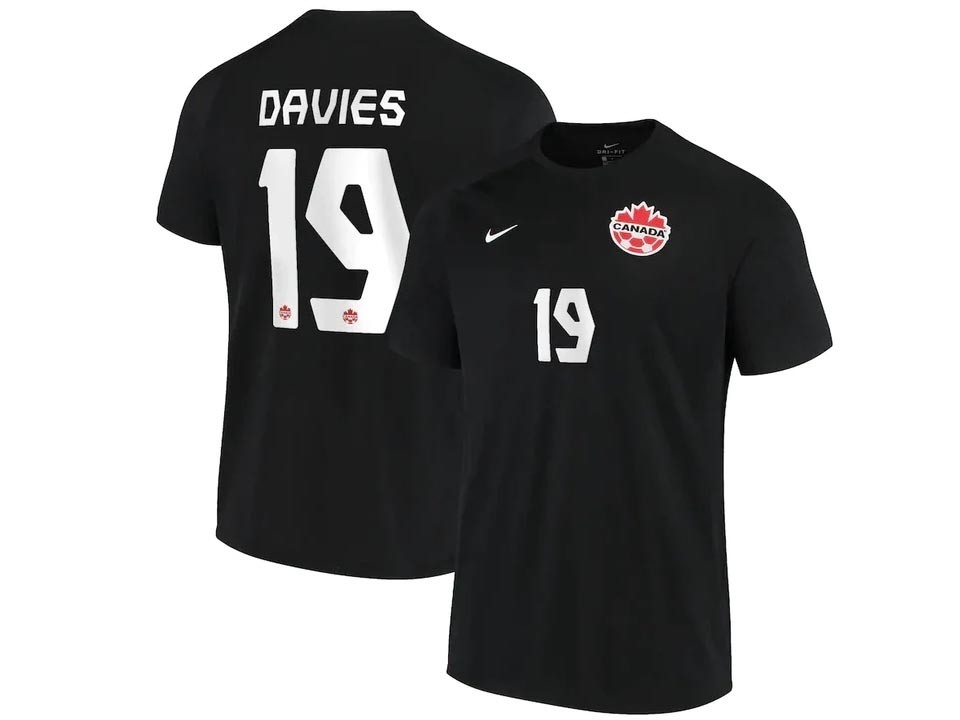 World Cup 2022 Canada National Team #19 Alphonso Davies Black Away Soccer Jersey(no shorts)