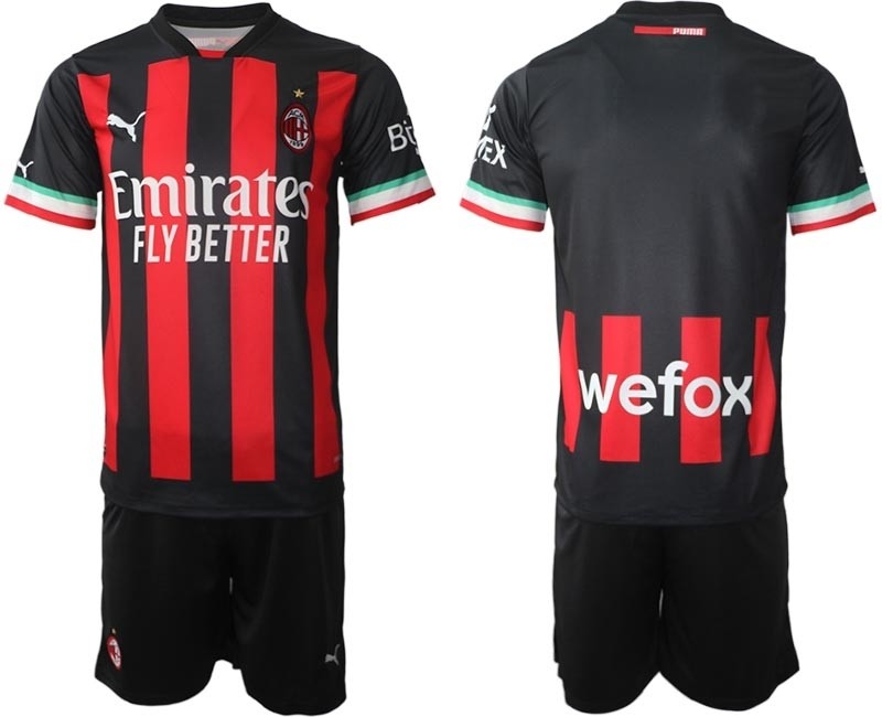 2022-23 AC Milan Blank Red-Black Home Soccer Jersey