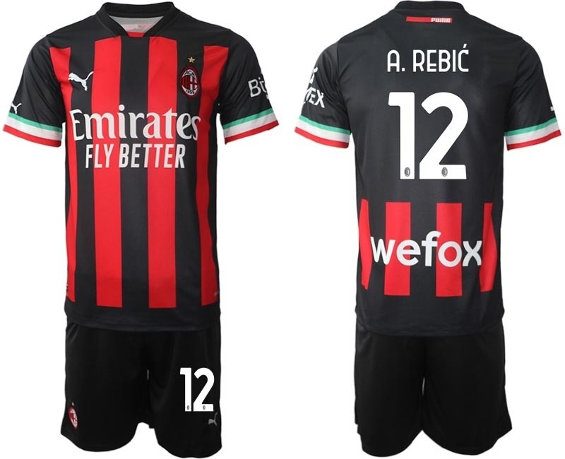 2022-23 AC Milan #12 A.Rebi? Red-Black Home Soccer Jersey