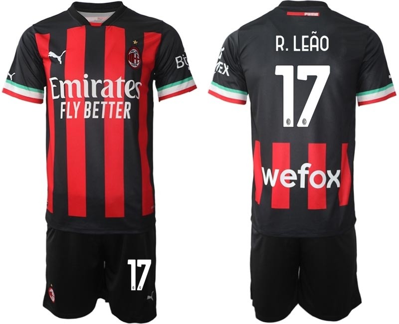 2022-23 AC Milan #17 R.Leao Red-Black Home Soccer Jersey