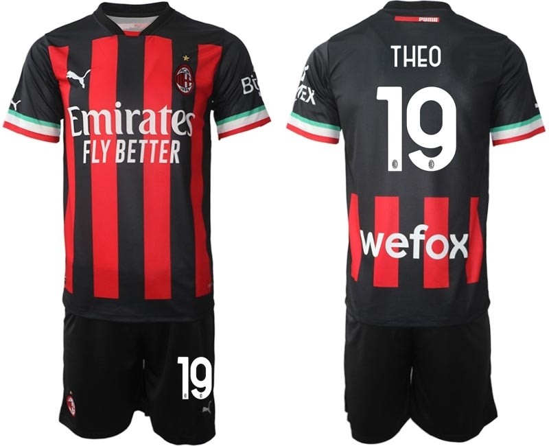 2022-23 AC Milan #19 Theo Hernandez Red-Black Home Soccer Jersey