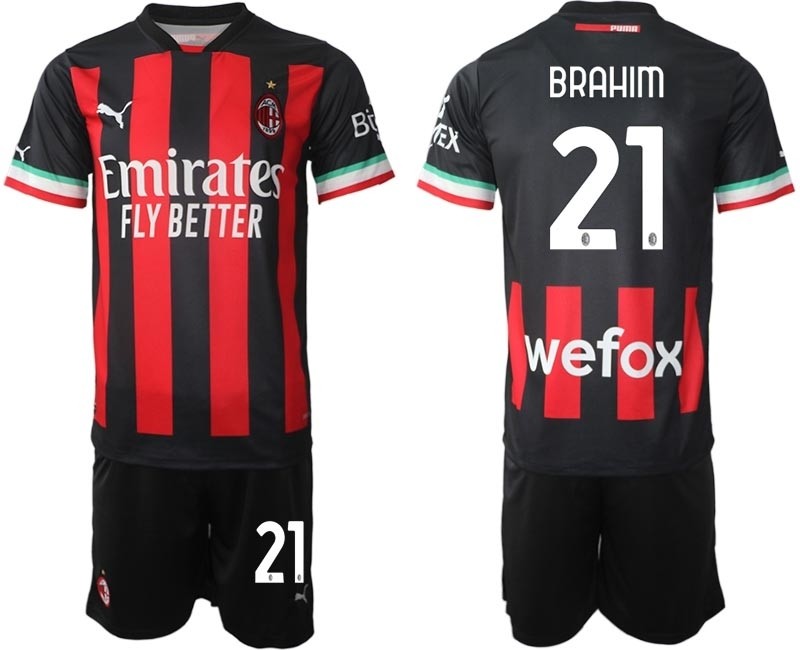 2022-23 AC Milan #21 Brahim Diaz Red-Black Home Soccer Jersey