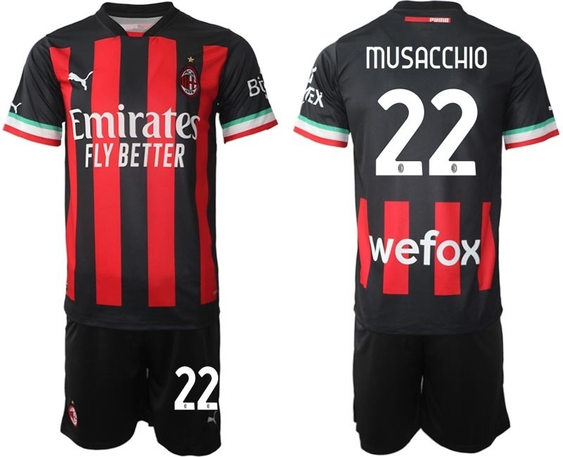 2022-23 AC Milan #22 Mateo Musacchio Red-Black Home Soccer Jersey