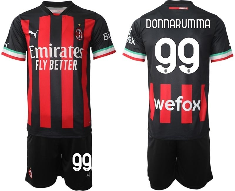 2022-23 AC Milan #99 Gianluigi Donnarumma Red-Black Home Soccer Jersey