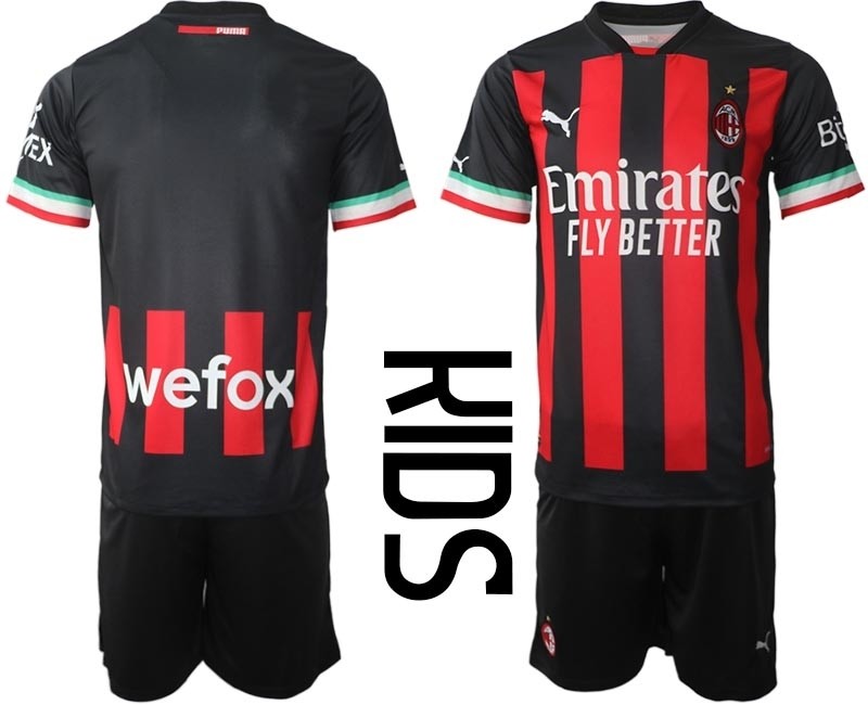 2022-23 Youth AC Milan Blank Red-Black Home Soccer Jersey