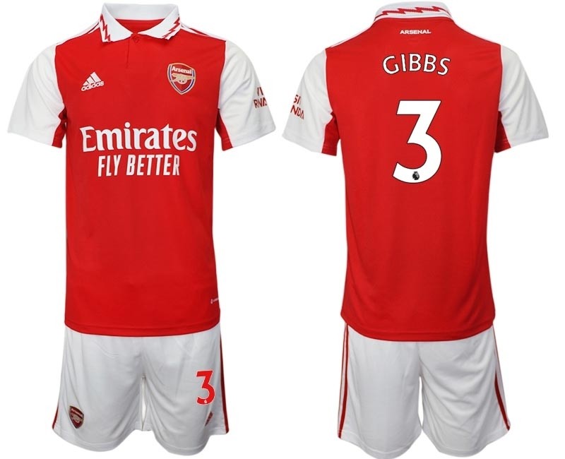 2022-23 Arsenal #3 Kieran Gibbs Red Home Soccer Jersey