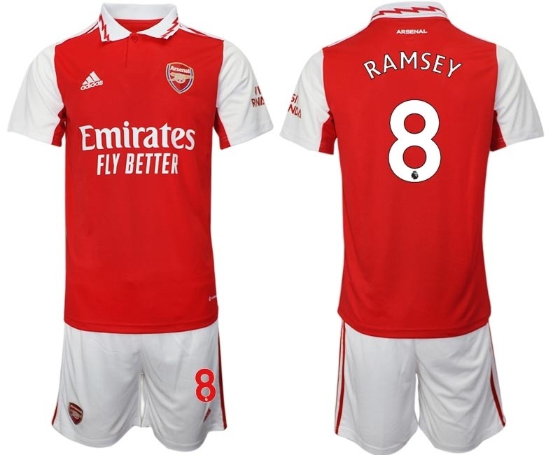 2022-23 Arsenal #8 Aaron Ramsey Red Home Soccer Jersey