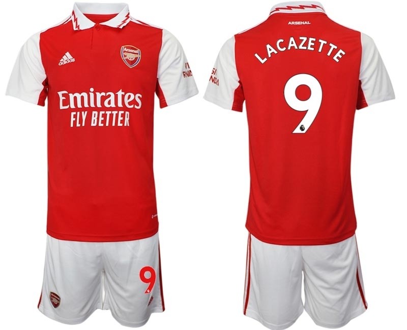 2022-23 Arsenal #9 Alexandre Lacazette Red Home Soccer Jersey